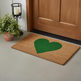 17" X 29" Brown And Green Heart Outdoor Coir Door Mat