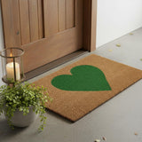 24" X 36" Brown And Green Heart Outdoor Coir Door Mat