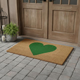 24" X 48" Brown And Green Heart Outdoor Coir Door Mat
