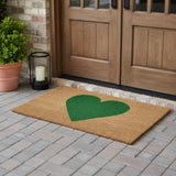 30" X 48" Brown And Green Heart Outdoor Coir Door Mat