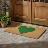 36" X 72" Brown And Green Heart Outdoor Coir Door Mat