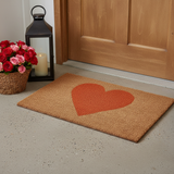 24" X 36" Brown And Orange Heart Outdoor Coir Door Mat