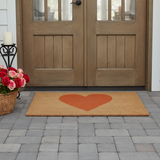 24" X 48" Brown And Orange Heart Outdoor Coir Door Mat