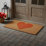 30" X 48" Brown And Orange Heart Outdoor Coir Door Mat
