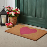 17" X 29" Brown And Pink Heart Outdoor Coir Door Mat