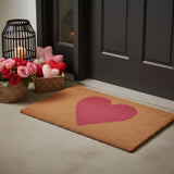 24" X 36" Brown And Pink Heart Outdoor Coir Door Mat