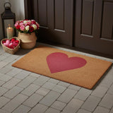 24" X 48" Brown And Pink Heart Outdoor Coir Door Mat