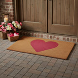 30" X 48" Brown And Pink Heart Outdoor Coir Door Mat