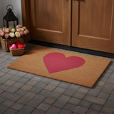 36" X 72" Brown And Pink Heart Outdoor Coir Door Mat
