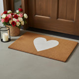 17" X 29" Brown And White Heart Outdoor Coir Door Mat