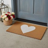 24" X 36" Brown And White Heart Outdoor Coir Door Mat