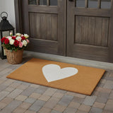 24" X 48" Brown And White Heart Outdoor Coir Door Mat