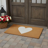 36" X 72" Brown And White Heart Outdoor Coir Door Mat