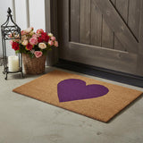 17" X 29" Brown And Purple Heart Outdoor Coir Door Mat
