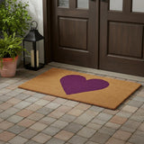 30" X 48" Brown And Purple Heart Outdoor Coir Door Mat