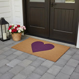 36" X 72" Brown And Purple Heart Outdoor Coir Door Mat