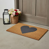 17" X 29" Brown And Gray Heart Outdoor Coir Door Mat