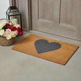 24" X 36" Brown And Gray Heart Outdoor Coir Door Mat
