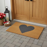 24" X 48" Brown And Gray Heart Outdoor Coir Door Mat