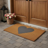 36" X 72" Brown And Gray Heart Outdoor Coir Door Mat