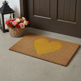 17" X 29" Brown And Yellow Heart Outdoor Coir Door Mat