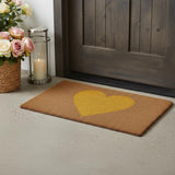 24" X 36" Brown And Yellow Heart Outdoor Coir Door Mat