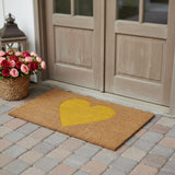 24" X 48" Brown And Yellow Heart Outdoor Coir Door Mat