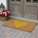 30" X 48" Brown And Yellow Heart Outdoor Coir Door Mat