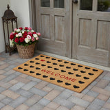 24" X 48" Brown Black And Red Hearts Welcome Outdoor Coir Door Mat