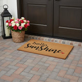 24" X 48" Brown And Black Hello Sunshine Outdoor Coir Door Mat