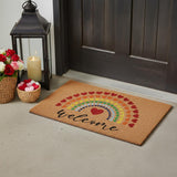 17" X 29" Brown And Red Rainbow Welcome Outdoor Coir Door Mat