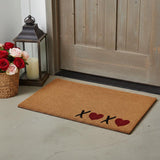 17" X 29" Black Brown And Red Heart XOXO Outdoor Coir Door Mat