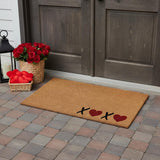 30" X 48" Brown Black And Red Valentine's Day Heart XOXO Outdoor Coir Door Mat