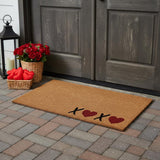 36" X 72" Brown Black And Red Valentine's Day Heart XOXO Outdoor Coir Door Mat