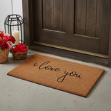 17" X 29" Brown Red And Black Love You Outdoor Coir Door Mat