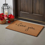 24" X 36" Brown Red And Black Love You Outdoor Coir Door Mat