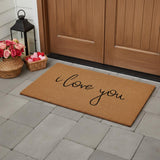 24" X 48" Brown Red And Black Love You Outdoor Coir Door Mat
