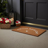 24" X 36" Brown And White Hello New Day Outdoor Coir Door Mat