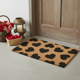 17" X 29" Brown And Black Hearts Outdoor Coir Door Mat