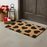 24" X 36" Brown And Black Hearts Outdoor Coir Door Mat