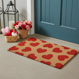 24" X 36" Brown And Red Hearts Outdoor Coir Door Mat