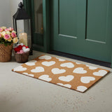 24" X 36" Brown And White Hearts Outdoor Coir Door Mat