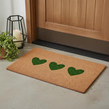 24" X 36" Brown And Green Three Hearts Outdoor Coir Door Mat