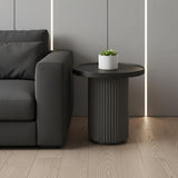 18" Dark Gray Wood Round Pedestal End Table
