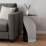 21" Black and White Steel Round Pedestal End Table