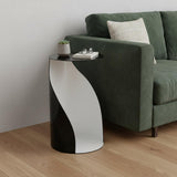 19" Black and White Steel Round Pedestal End Table
