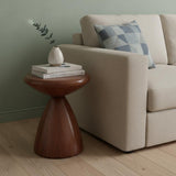 18" Walnut Steel Cinched High Waist Round Pedestal End Table