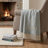 51" X 67" Sky Blue And Cream Cotton Blend Chevron Let It Snow Throw Blanket