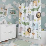 72" Blue Green And White Animal Print Shower Curtain