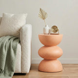 18" Terra Cotta Faux Terrazzo Round Pedestal End Table